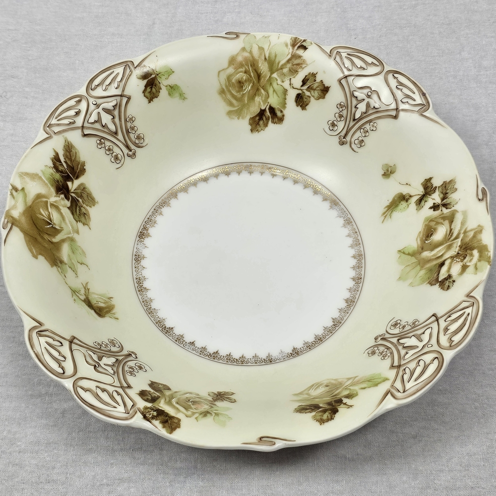 Antique Ohme Silesia Old Ivory XVI Fine China Serving Bowl 10" x 2.5"H Germany